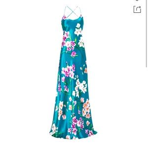 Olivia Von Halle Slinky Gown 100% Silk Open Back Long Dress XS